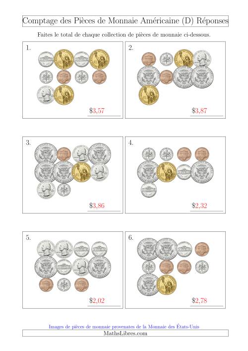 Comptage des Pièces de Monnaie Amécaine Incluant 1/2  1 Dollar (D) page 2