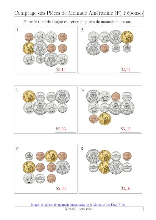 Comptage des Pièces de Monnaie Amécaine Incluant 1/2  1 Dollar (F) page 2