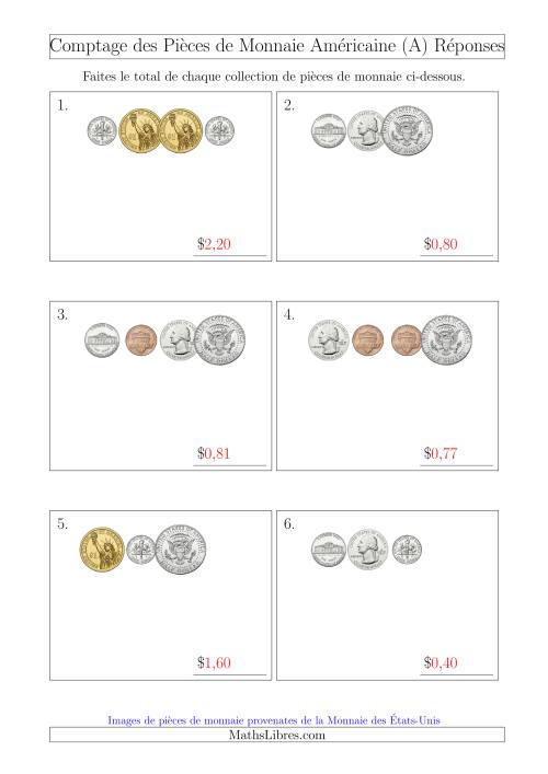 Comptage des Pièces de Monnaie Amécaine Incluant 1/2  1 Dollar (Petites Collections) (A) page 2