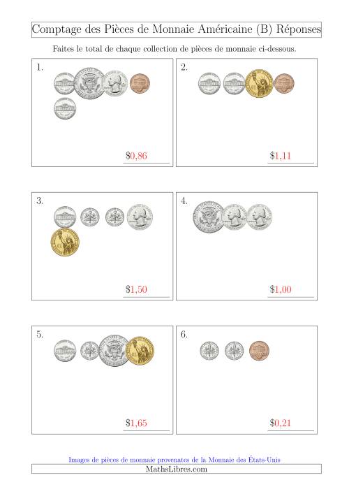 Comptage des Pièces de Monnaie Amécaine Incluant 1/2  1 Dollar (Petites Collections) (B) page 2