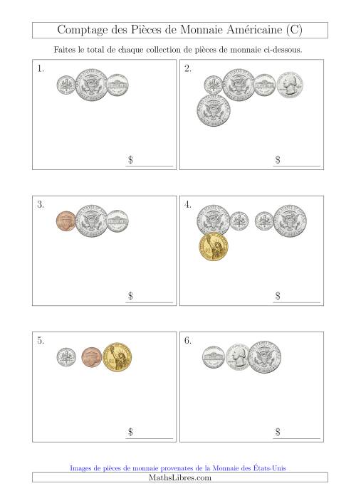 Comptage des Pièces de Monnaie Amécaine Incluant 1/2  1 Dollar (Petites Collections) (C)