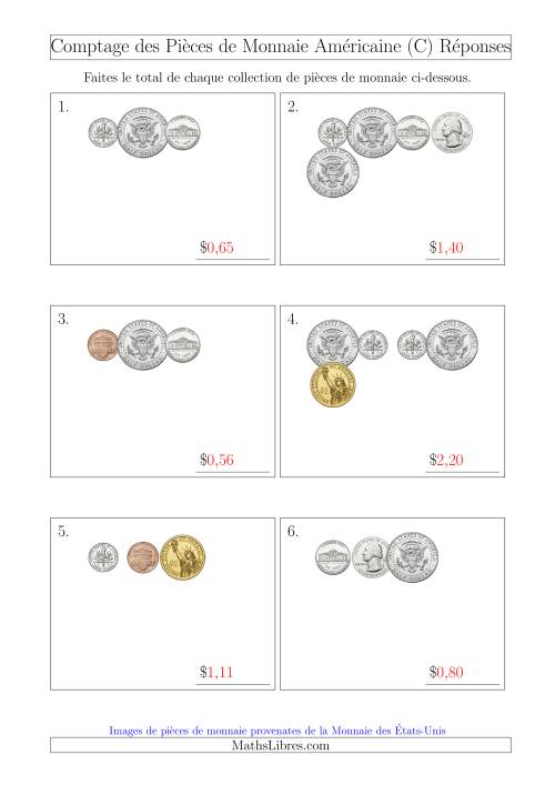 Comptage des Pièces de Monnaie Amécaine Incluant 1/2  1 Dollar (Petites Collections) (C) page 2