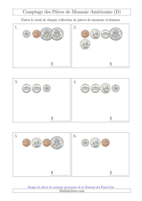 Comptage des Pièces de Monnaie Amécaine Incluant 1/2  1 Dollar (Petites Collections) (D)