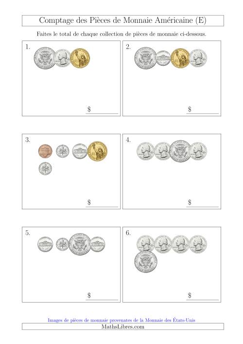 Comptage des Pièces de Monnaie Amécaine Incluant 1/2  1 Dollar (Petites Collections) (E)