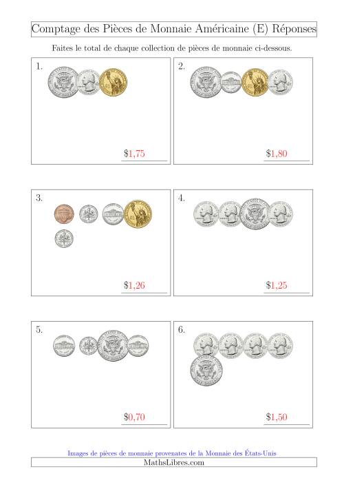 Comptage des Pièces de Monnaie Amécaine Incluant 1/2  1 Dollar (Petites Collections) (E) page 2