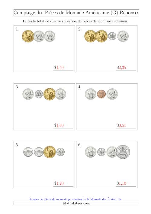Comptage des Pièces de Monnaie Amécaine Incluant 1/2  1 Dollar (Petites Collections) (G) page 2