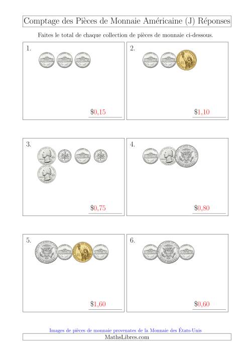 Comptage des Pièces de Monnaie Amécaine Incluant 1/2  1 Dollar (Petites Collections) (J) page 2
