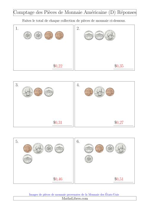 Comptage des Pièces de Monnaie Amécaine (Petites Collections) (D) page 2