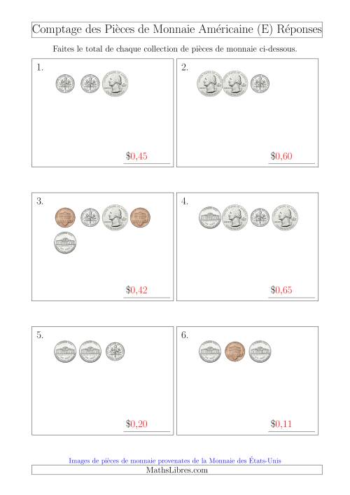 Comptage des Pièces de Monnaie Amécaine (Petites Collections) (E) page 2