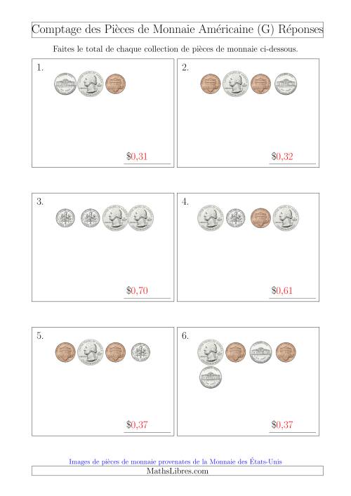 Comptage des Pièces de Monnaie Amécaine (Petites Collections) (G) page 2