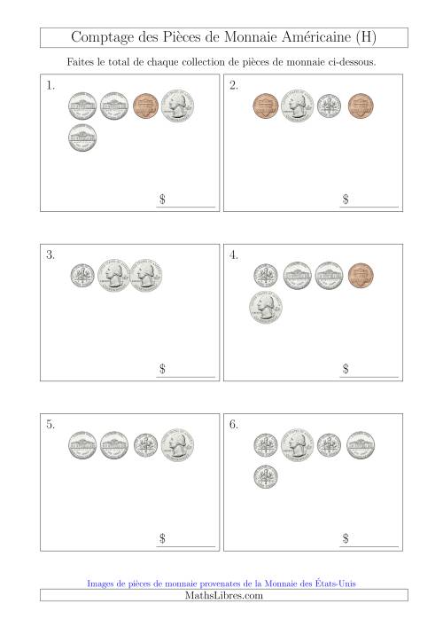 Comptage des Pièces de Monnaie Amécaine (Petites Collections) (H)