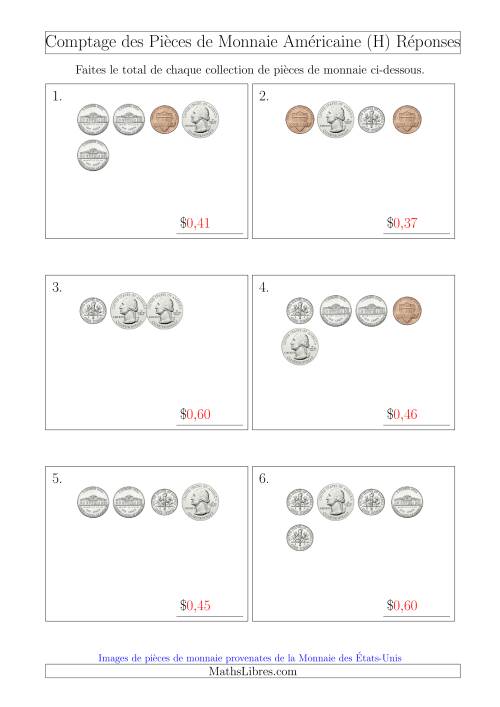 Comptage des Pièces de Monnaie Amécaine (Petites Collections) (H) page 2