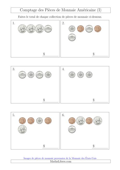 Comptage des Pièces de Monnaie Amécaine (Petites Collections) (I)