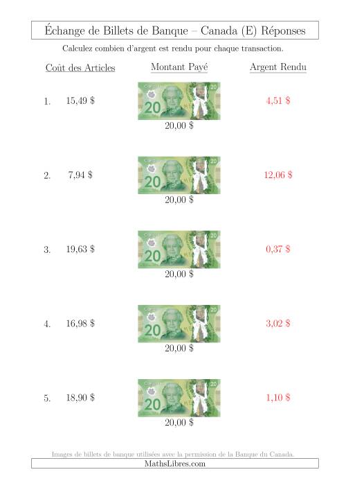 Échange de Billets de Banque Canadiens de 20 $ (E) page 2
