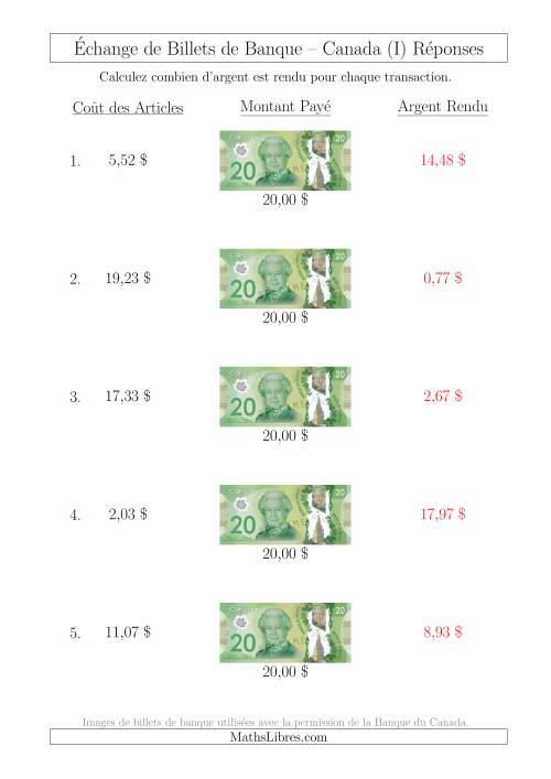 Échange de Billets de Banque Canadiens de 20 $ (I) page 2