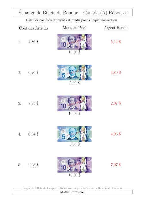 Échange de Billets de Banque Canadiens Jusqu'à 10 $ (A) page 2