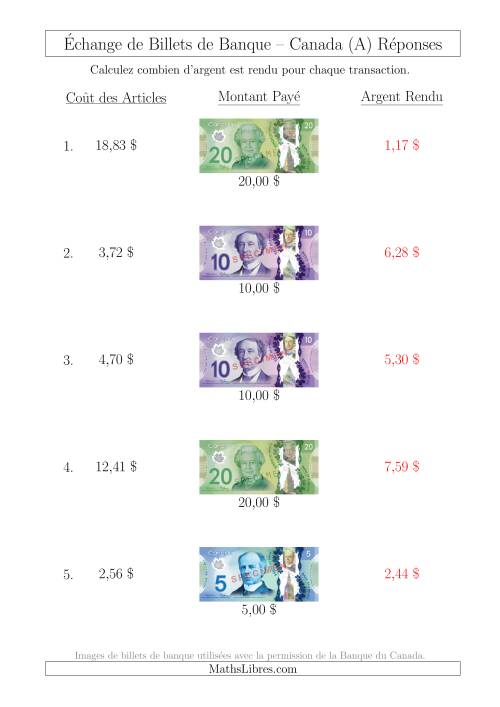 Échange de Billets de Banque Canadiens Jusqu'à 20 $ (Tout) page 2