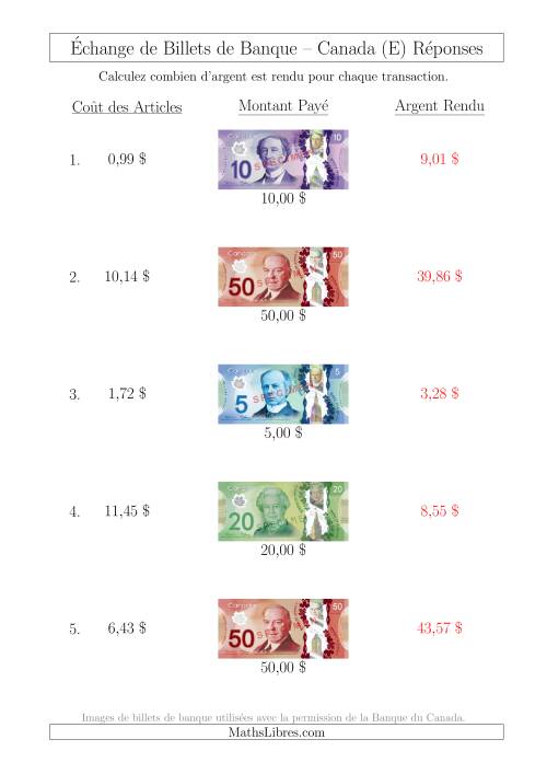 Échange de Billets de Banque Canadiens Jusqu'à 50 $ (E) page 2
