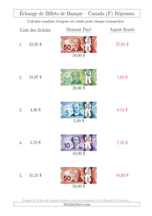 Échange de Billets de Banque Canadiens Jusqu'à 50 $ (F) page 2