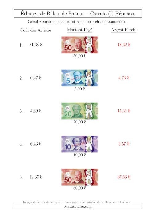 Échange de Billets de Banque Canadiens Jusqu'à 50 $ (I) page 2