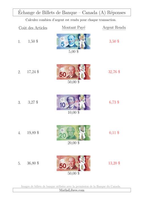 Échange de Billets de Banque Canadiens Jusqu'à 50 $ (Tout) page 2