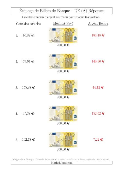 Échange de Billets de Banque UE de 200 € (A) page 2