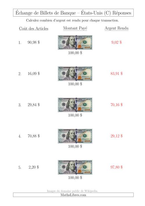 Échange de Billets de Banque Américains de 100 $ (C) page 2