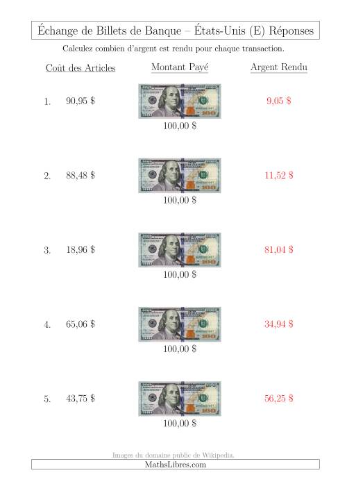 Échange de Billets de Banque Américains de 100 $ (E) page 2