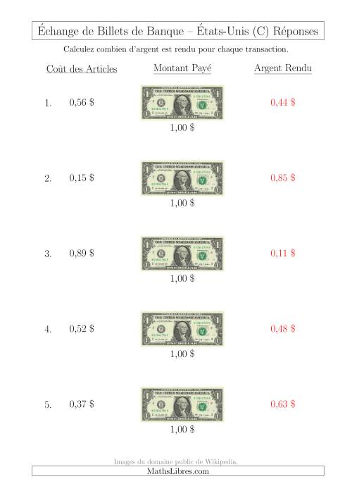 Échange de Billets de Banque Américains de 1 $ (C) page 2