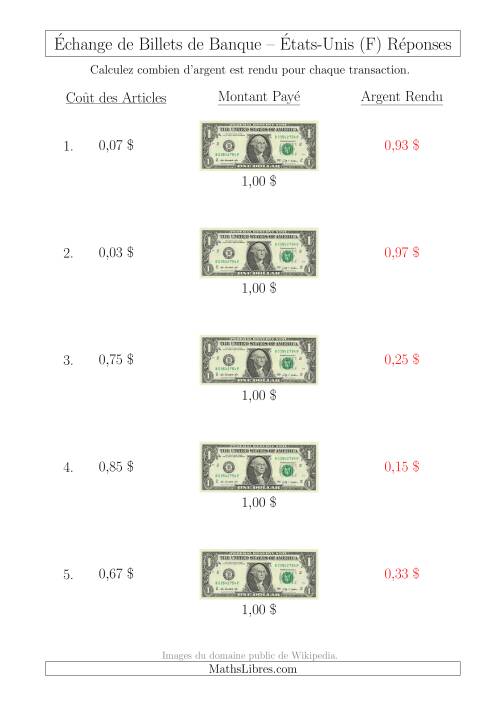 Échange de Billets de Banque Américains de 1 $ (F) page 2