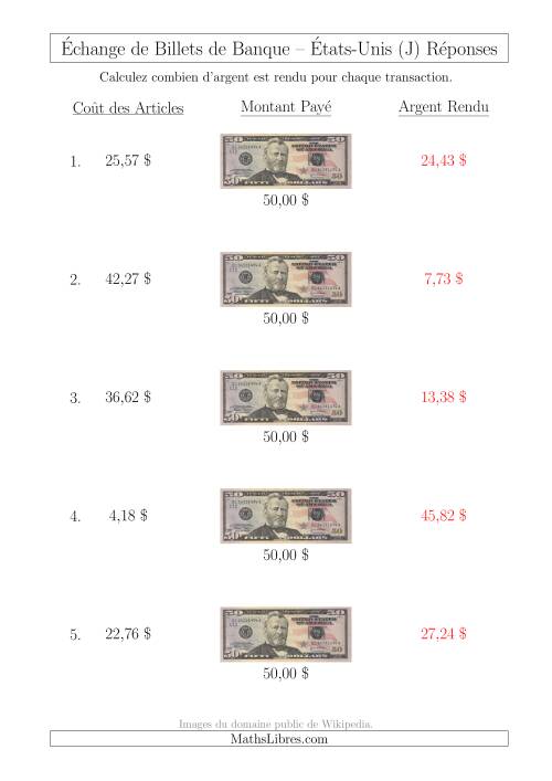 Échange de Billets de Banque Américains de 50 $ (J) page 2