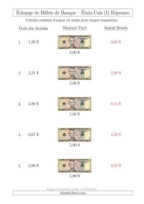 Échange de Billets de Banque Américains de 5 $ (I) page 2