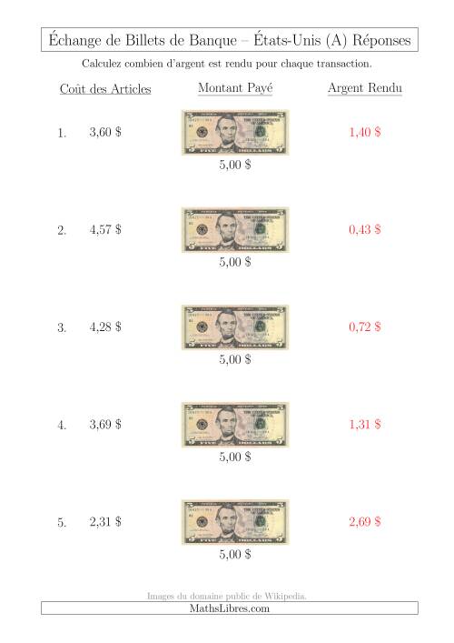 Échange de Billets de Banque Américains de 5 $ (Tout) page 2