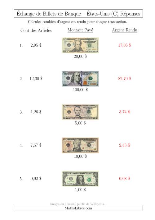 Échange de Billets de Banque Américains Jusqu'à 100 $ (C) page 2