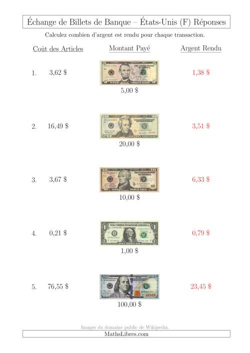 Échange de Billets de Banque Américains Jusqu'à 100 $ (F) page 2