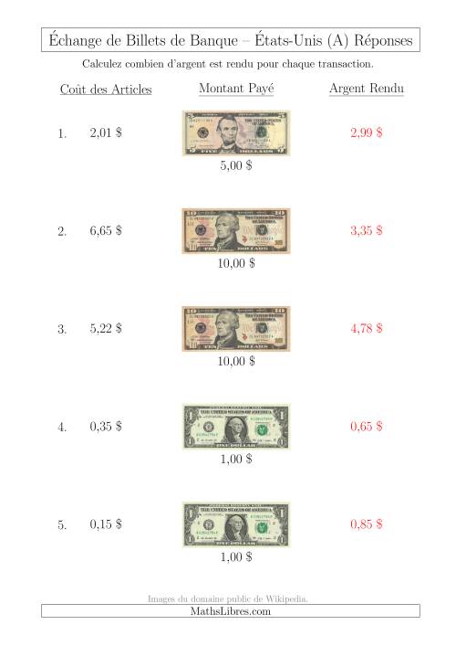 Échange de Billets de Banque Américains Jusqu'à 10 $ (A) page 2