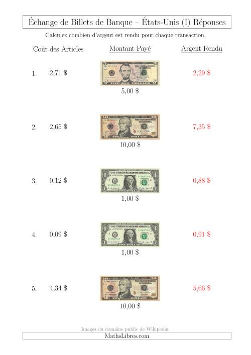 Échange de Billets de Banque Américains Jusqu'à 10 $ (I) page 2