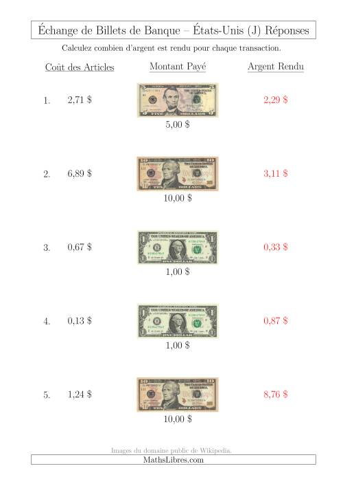 Échange de Billets de Banque Américains Jusqu'à 10 $ (J) page 2