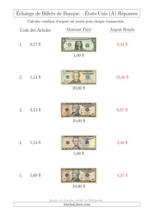 Échange de Billets de Banque Américains Jusqu'à 20 $ (Tout) page 2