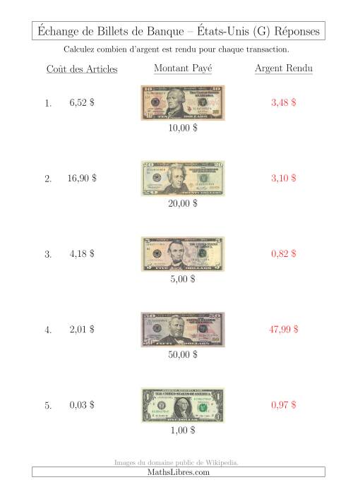 Échange de Billets de Banque Américains Jusqu'à 50 $ (G) page 2