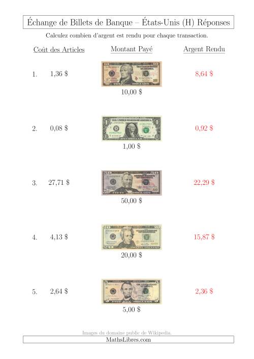 Échange de Billets de Banque Américains Jusqu'à 50 $ (H) page 2