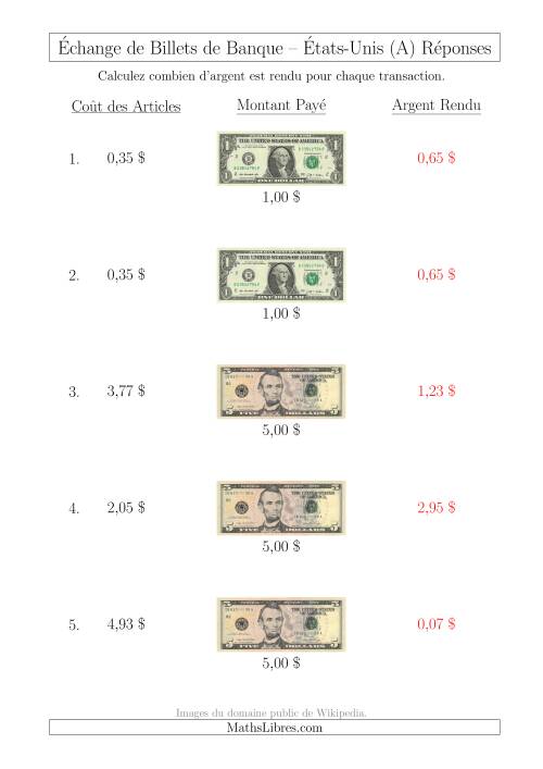 Échange de Billets de Banque Américains Jusqu'à 5 $ (A) page 2