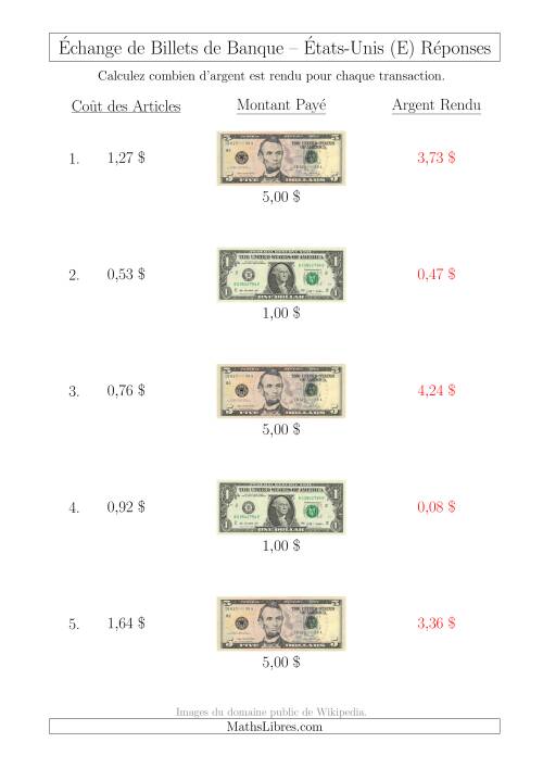 Échange de Billets de Banque Américains Jusqu'à 5 $ (E) page 2