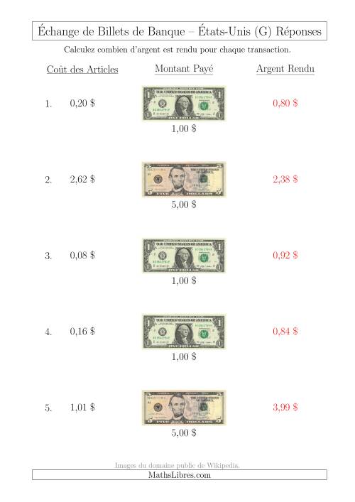 Échange de Billets de Banque Américains Jusqu'à 5 $ (G) page 2