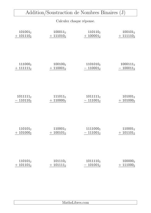 Addition et Soustraction des Nombres Binaires (Base 2) (J)