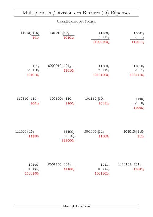 Multiplication et Division des Nombres Binaires (Base 2) (D) page 2
