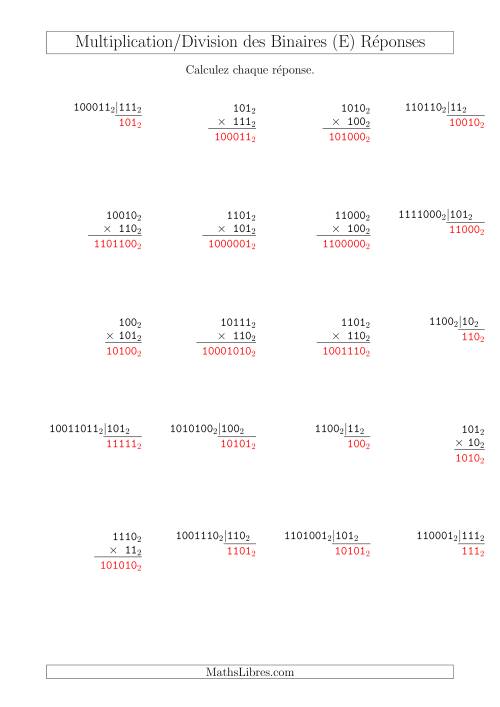Multiplication et Division des Nombres Binaires (Base 2) (E) page 2