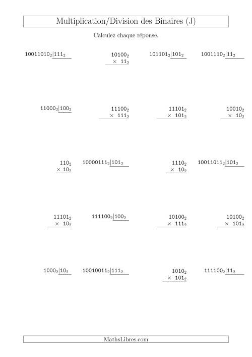 Multiplication et Division des Nombres Binaires (Base 2) (J)