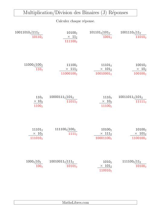 Multiplication et Division des Nombres Binaires (Base 2) (J) page 2