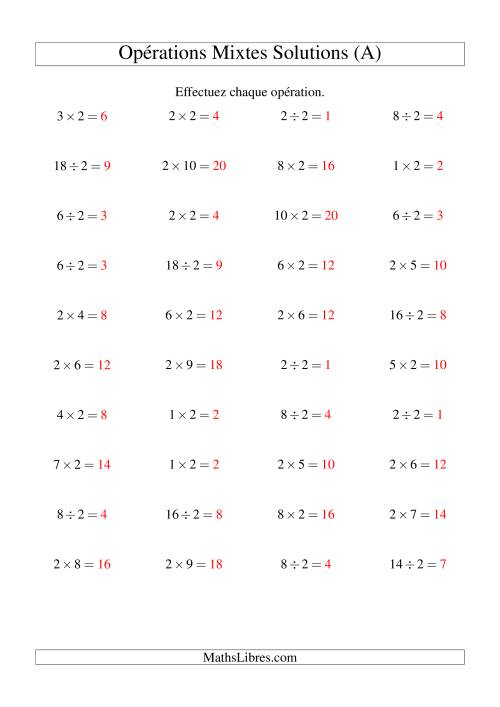 Multiplication et division -- Règles de 2 (variation 1 à 10) (Tout) page 2
